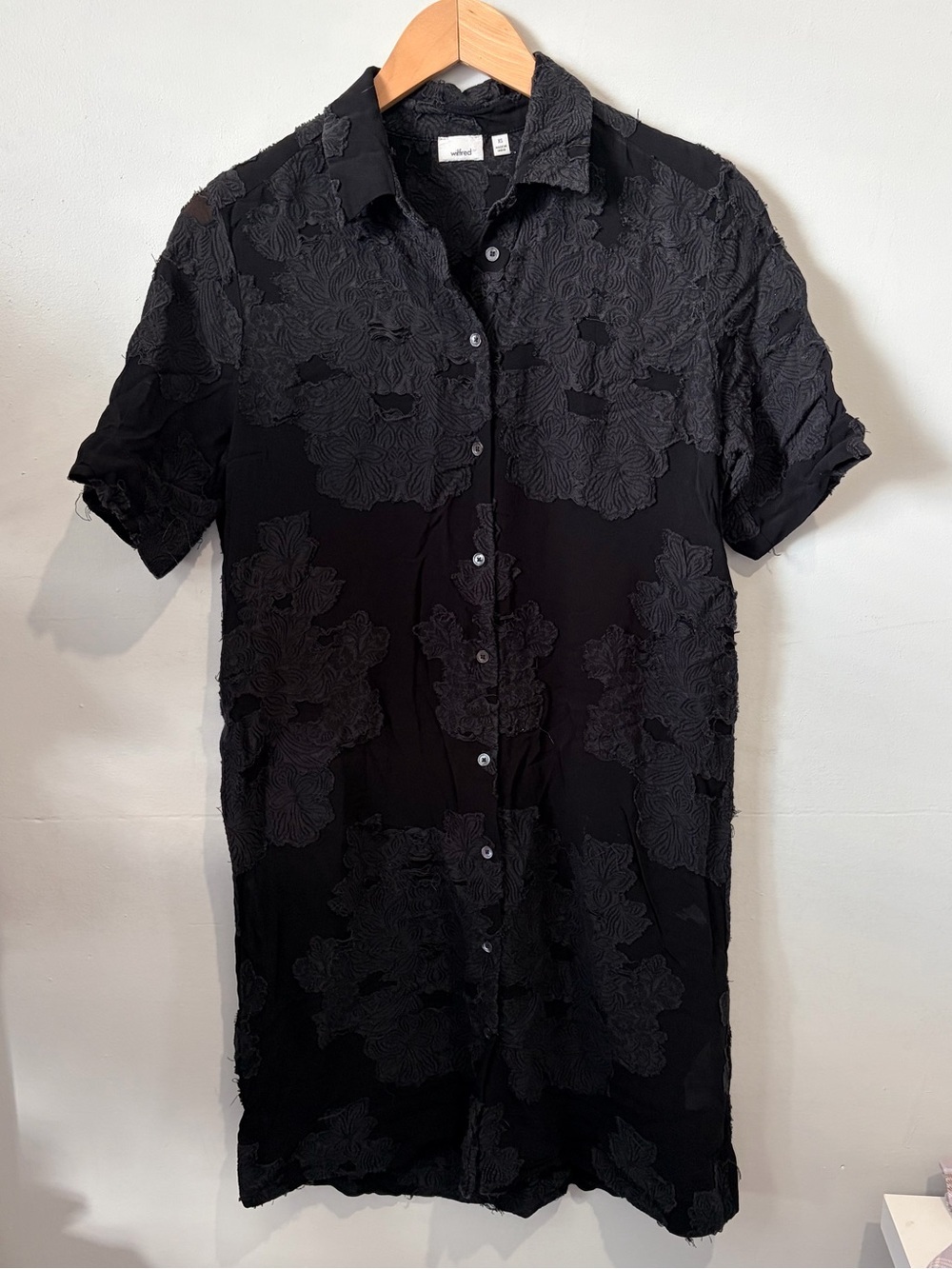 Aritzia Wilfred Black Fil-Coupé Jacquard Shere Dress XS Whimsigoth Gothic